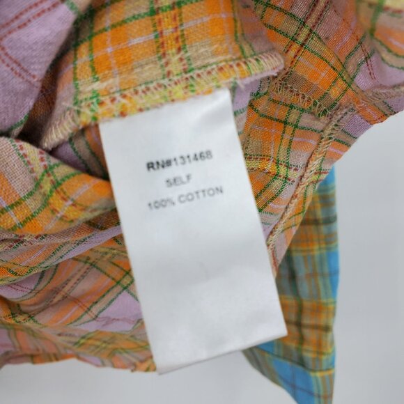 NWT Fate Women's Multicolor Button Front V Neck Plaid Long Sleeve Shirt Medium - Picture 11 of 11